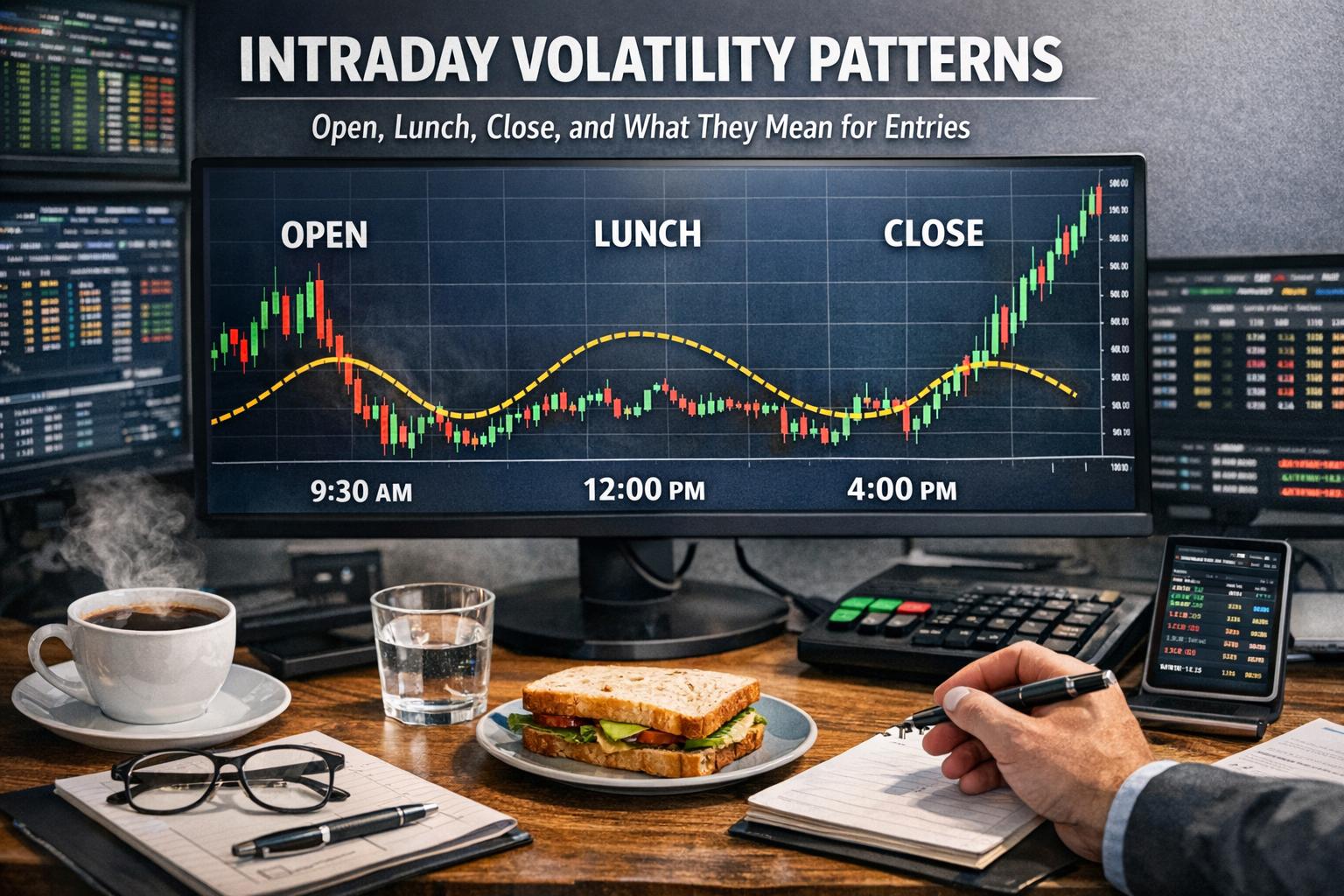 Intraday volatility patterns: open, lunch, close, and what they mean for entries
