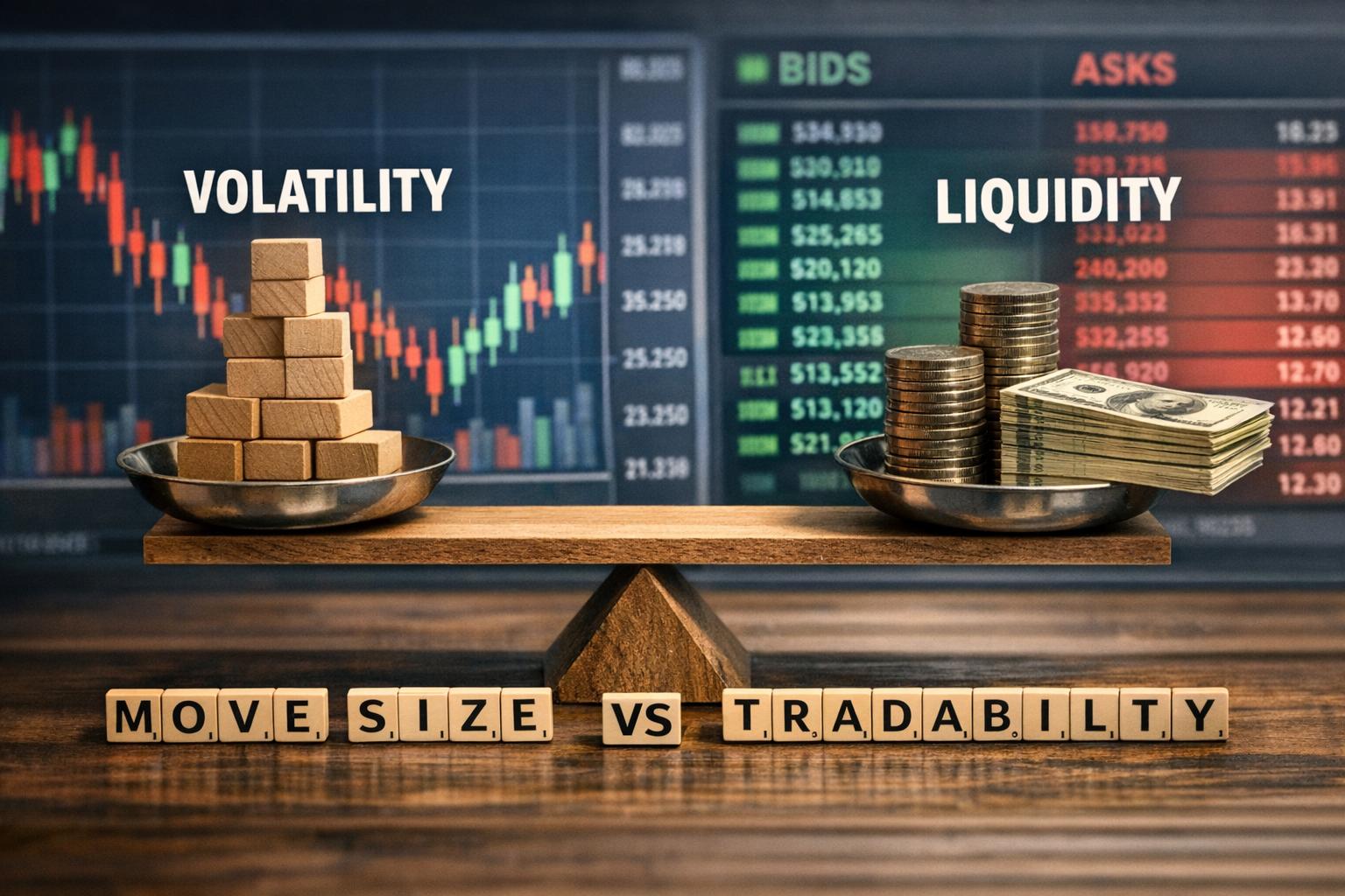 Volatility vs liquidity: why “move size” isn’t the same as tradability